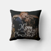 Merry Christmas Whimsical Script Custom Photo Kussen (Achterkant)