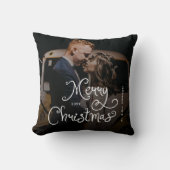 Merry Christmas Whimsical Script Custom Photo Kussen (Voorkant)