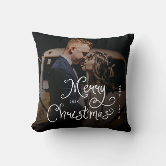 Merry Christmas Whimsical Script  Custom Photo  Kussen (Voorkant)