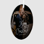 Merry Christmas Whimsical Script  Custom Photo  Ornament (voorkant)