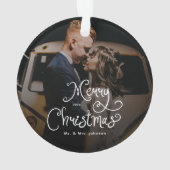 Merry Christmas Whimsical Script  Custom Photo  Ornament (achterkant)