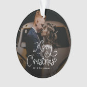 Merry Christmas Whimsical Script  Custom Photo  Ornament (voorkant)