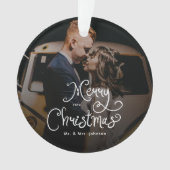 Merry Christmas Whimsical Script  Custom Photo  Ornament (voorkant)