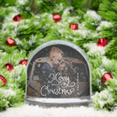 Merry Christmas Whimsical Script Custom Photo Sneeuwbol (Kerstmis)