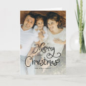 Merry Christmas Whimsical Script  Family 12 Photos Feestdagen Kaart (Voorkant)