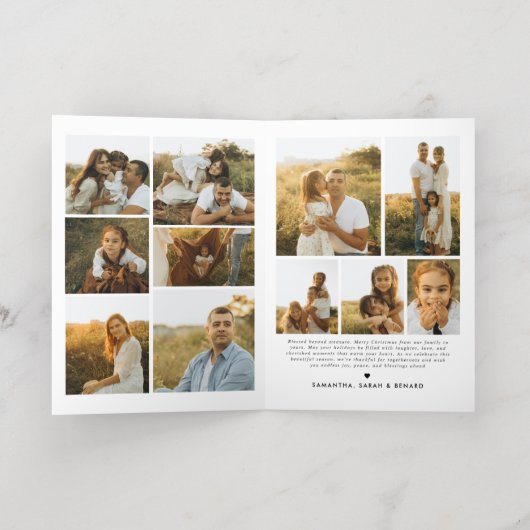 Merry Christmas Whimsical Script Family 12 Photos Folie Wenskaart (Binnenlaag)