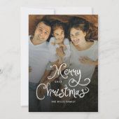 Merry Christmas Whimsical Script Family 7 Photos Feestdagenkaart (Voorkant)