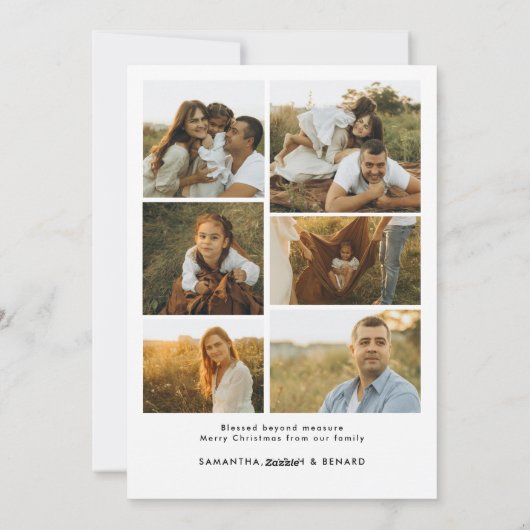 Merry Christmas Whimsical Script  Family 7 Photos Feestdagenkaart (Achterkant)