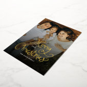 Merry Christmas Whimsical Script  Family 7 Photos Folie Feestdagenkaart (Gedraaid)