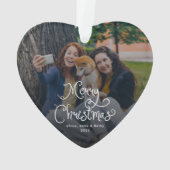 Merry Christmas Whimsical Script Family Photo Dog Ornament (achterkant)