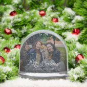 Merry Christmas Whimsical Script Family Photo Dog Sneeuwbol (Kerstmis)