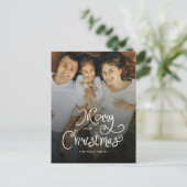 Merry Christmas Whimsical Script  Family  Photo Feestdagenkaart (Staand voorkant)