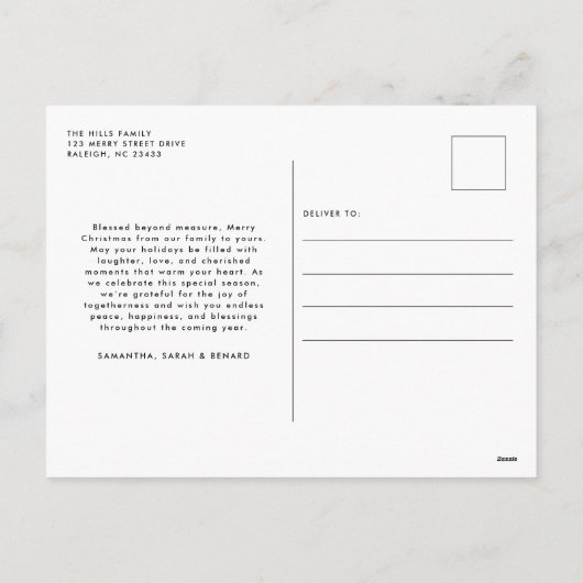 Merry Christmas Whimsical Script  Family  Photo Feestdagenkaart (Achterkant)