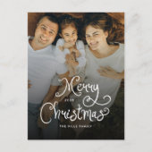 Merry Christmas Whimsical Script  Family  Photo Feestdagenkaart (Voorkant)