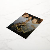 Merry Christmas Whimsical Script  Family  Photo Folie Feestdagen Briefkaart (Gedraaid)