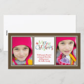 Merry Christmas Whimsy Photo Duo Wenskaart Feestdagenkaart (Voorkant / Achterkant)