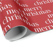 Merry Christmas White Retro Typografie Patroon Cadeaupapier (Rol Hoek)