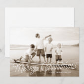 Merry Christmas White Script Overlay Vakantie Kaar Feestdagenkaart (Voorkant / Achterkant)
