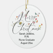 Merry Christmas Wild Flower R.N. Verpleegster Afst Keramisch Ornament (Links)