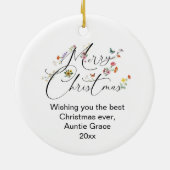 Merry Christmas Wild Flower R.N. Verpleegster Afst Keramisch Ornament (Achterkant)