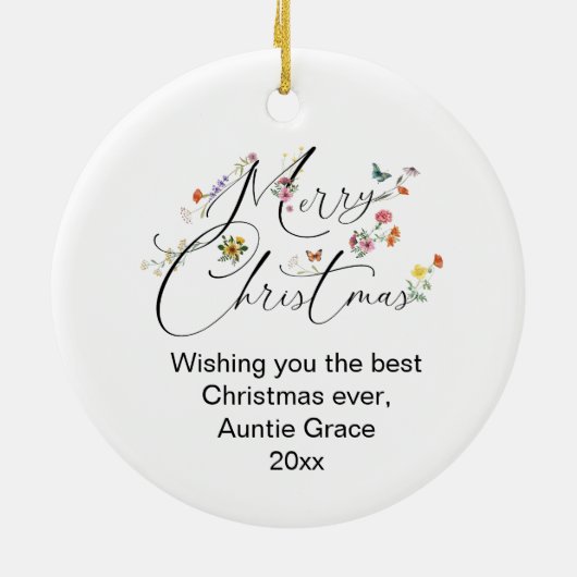 Merry Christmas Wild Flower R.N. Verpleegster Afst Keramisch Ornament (Achterkant)