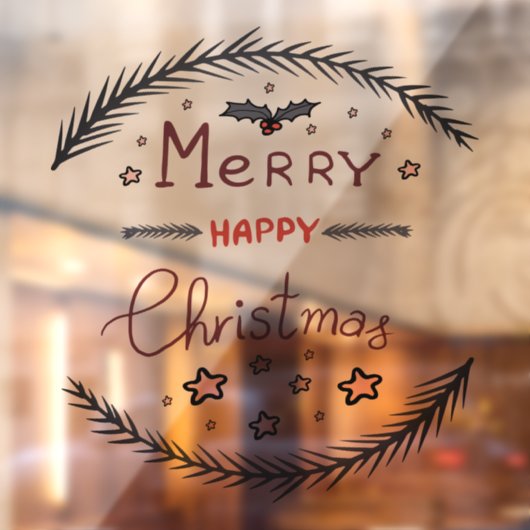 Merry Christmas Window Cling Raamsticker (Vel 2)