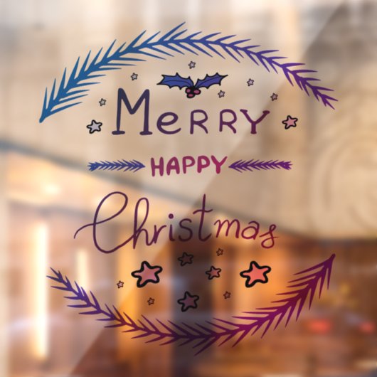 Merry Christmas Window Cling Raamsticker (Vel 2)