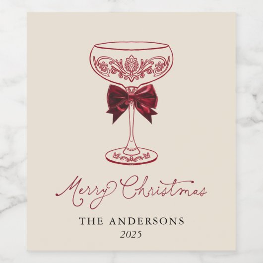 Merry Christmas Wine Bottle Gift Label Wijn Etiket (Enkel label)