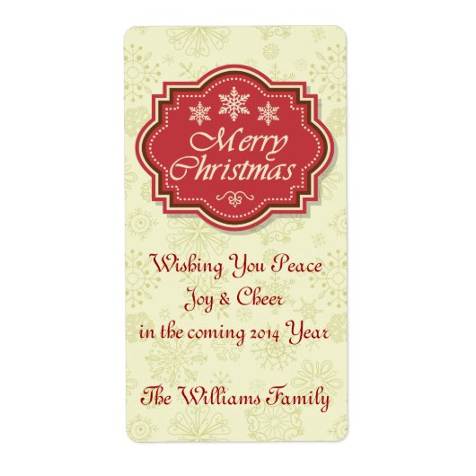 Merry Christmas Wine Label Gift Label (Voorkant)