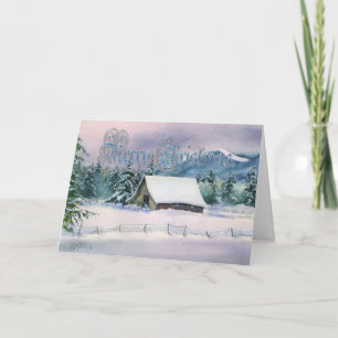MERRY CHRISTMAS WINTER BARN beroemd gemaakt door S Feestdagen Kaart