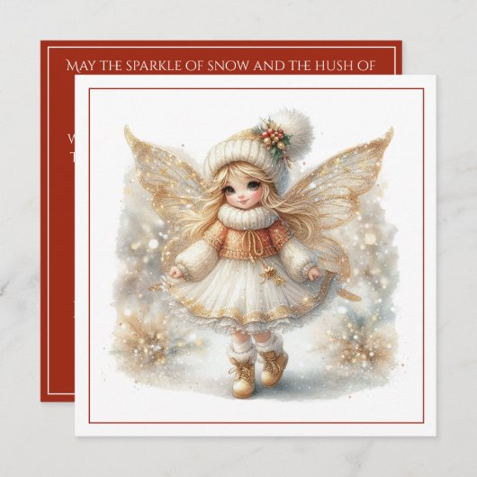 Merry Christmas – Winter Fairy with Golden Wings & (Voorkant / Achterkant)