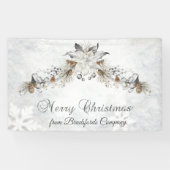 Merry Christmas Winter Flowers Pinecones Spandoek (Horizontaal)