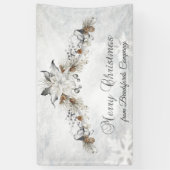 Merry Christmas Winter Flowers Pinecones Spandoek (Verticaal)