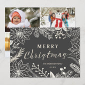 MERRY CHRISTMAS WINTER FOLIAGE CHALKBOARD FOTO FEESTDAGENKAART (Voorkant / Achterkant)