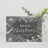 MERRY CHRISTMAS WINTER FOLIAGE CHALKBOARD FOTO FEESTDAGENKAART (Staand voorkant)