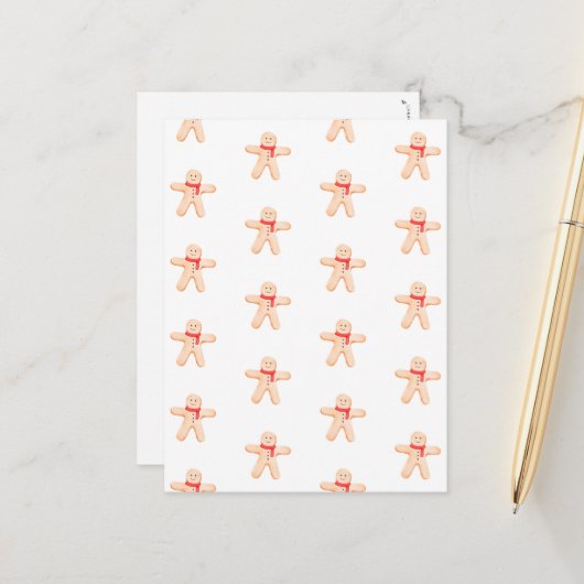 Merry Christmas Winter Gingerbread Man Card Briefkaart (Voorkant / Achterkant in situ)