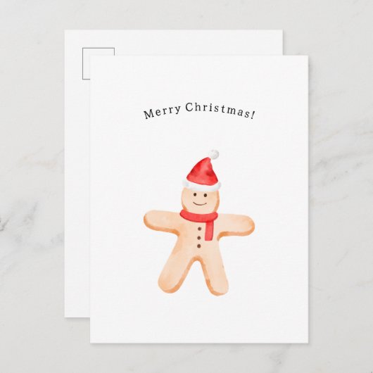Merry Christmas Winter Gingerbread Man Card Briefkaart (Voorkant / Achterkant)