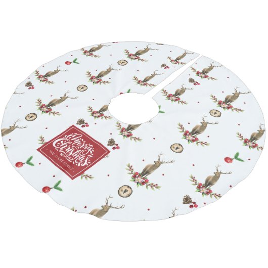 Merry Christmas Winter Herten Pattern Waterverf Kerstboom Rok (Gekanteld)