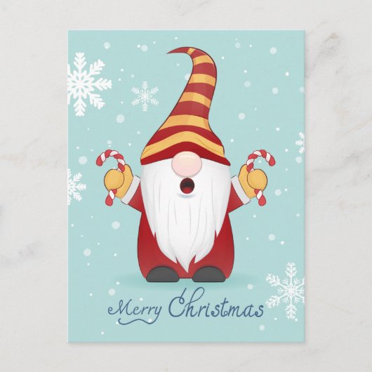 MERRY CHRISTMAS | Winter Holiday Candy Cane Gnome Briefkaart (Voorkant)