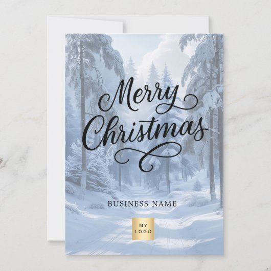 Merry Christmas winter snow business logo Feestdagenkaart (Voorkant)