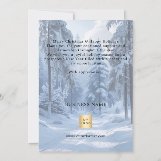 Merry Christmas winter snow business logo Feestdagenkaart (Achterkant)
