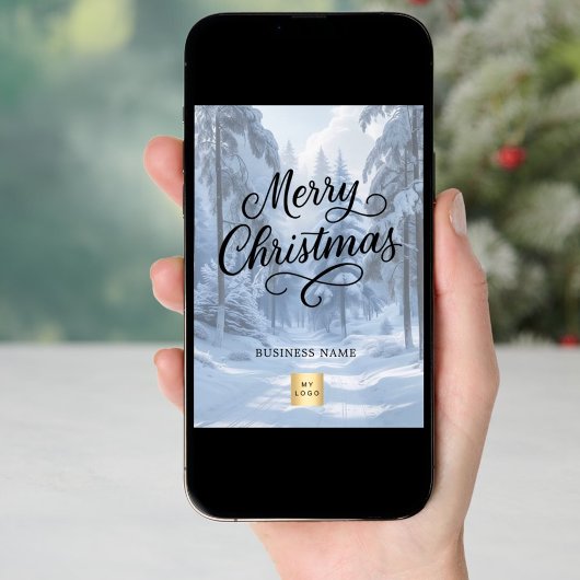 Merry Christmas winter snow business logo Feestdagenkaart