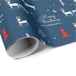 Merry Christmas Winter Woodland Gepersonaliseerde  Cadeaupapier