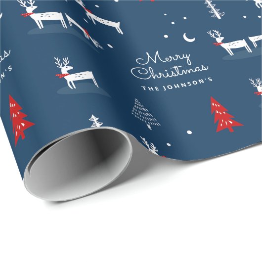 Merry Christmas Winter Woodland Gepersonaliseerde  Cadeaupapier (Rol Hoek)