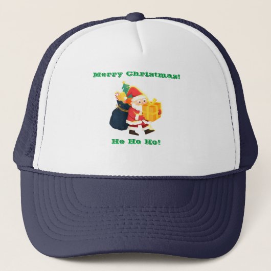 Merry Christmas Wish Gedrukt-Pet Wit en Navy Trucker Pet (Voorkant)