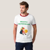 Merry Christmas Wishes Creëer eigen tekst Ringer C T-shirt (Voorkant volledig)