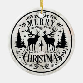 Merry Christmas wishes with Reindeers Keramisch Ornament