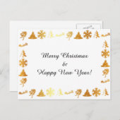 'Merry Christmas' wit met gouden iconen briefkaart (Voorkant / Achterkant)