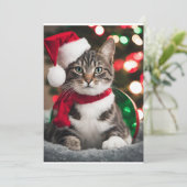 Merry Christmas with a cute kitten Feestdagenkaart (Staand voorkant)
