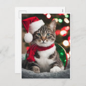 Merry Christmas with a cute kitten Feestdagenkaart (Voorkant / Achterkant)